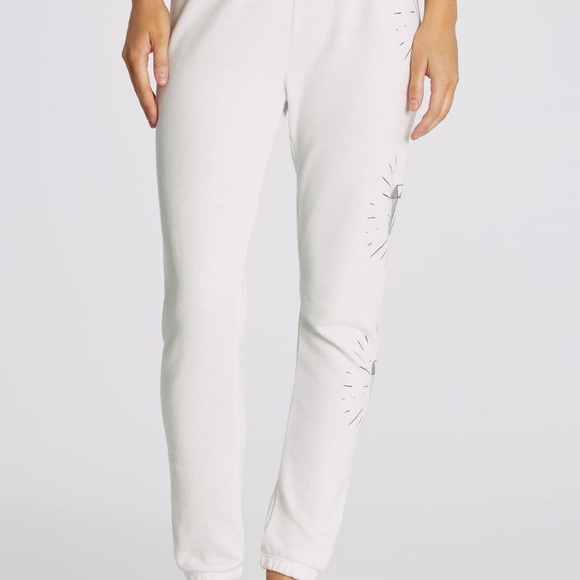 SOLD Wildfox White Track Pants with Relaxed Fit - Picture 2 of 6